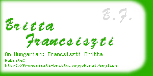 britta francsiszti business card
